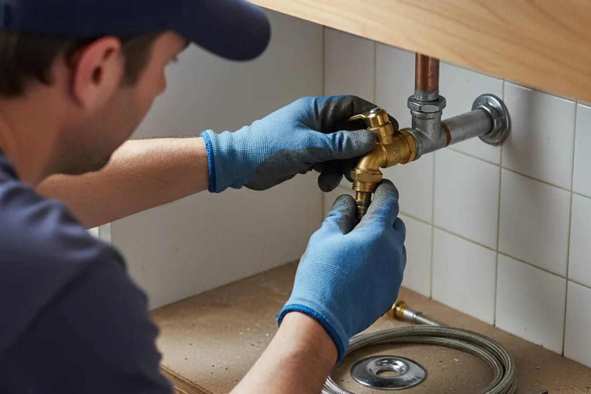 Shutoff valve and fitting work during Burst Pipe Repair in Olmsted